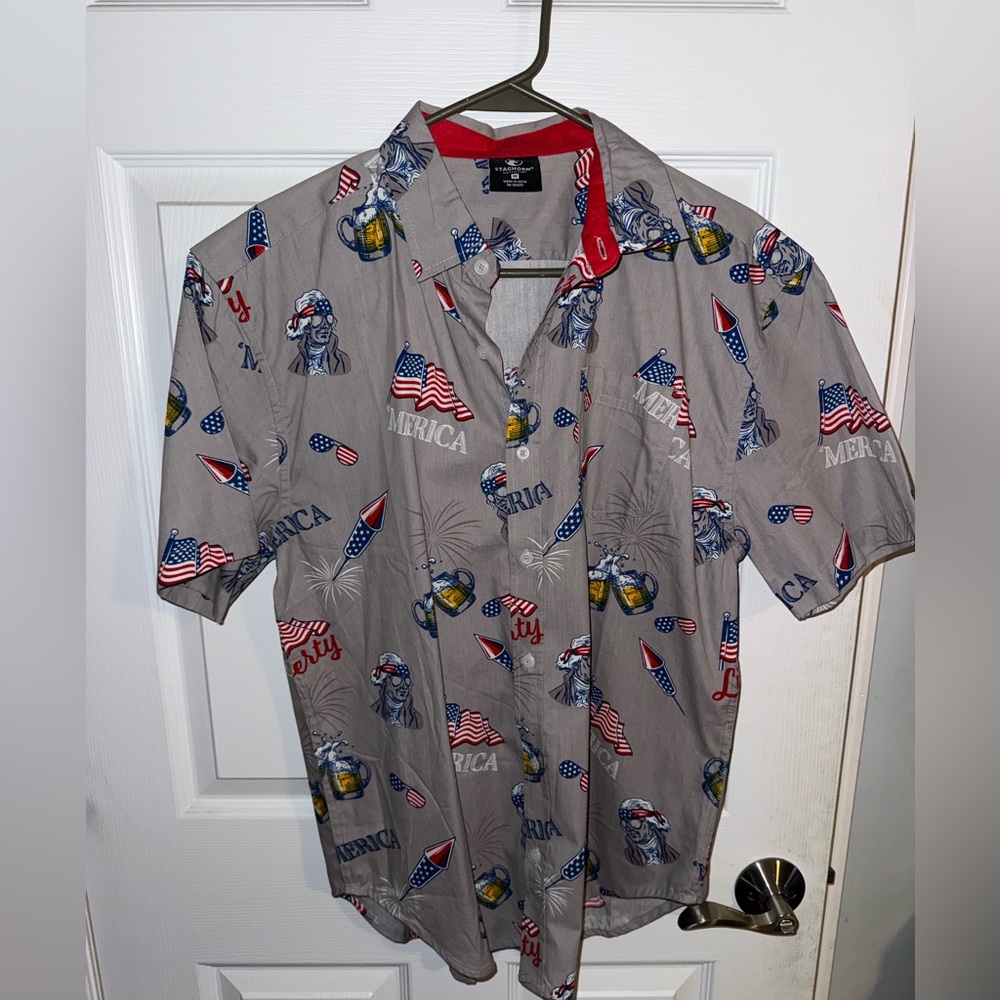 Patriotic Gray Short Sleeve Shirt